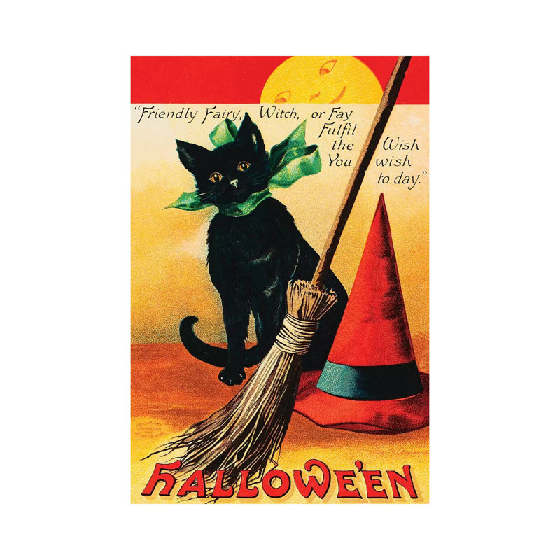 Black Cat - Wrapped Canvas Painting, 20.32 cm H x 30.48 cm W