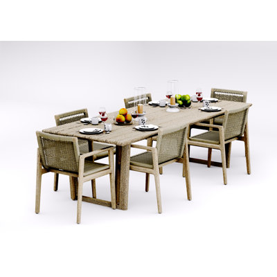 Ensemble de salle à manger 9 pièces en bois de teck de qualité A: table rectangulaire à double extension Caranas de 122 po Lagos # 11LG2900