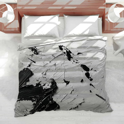 «Paint Strokes Bedding», housse de couette abstraite, art monochromatique