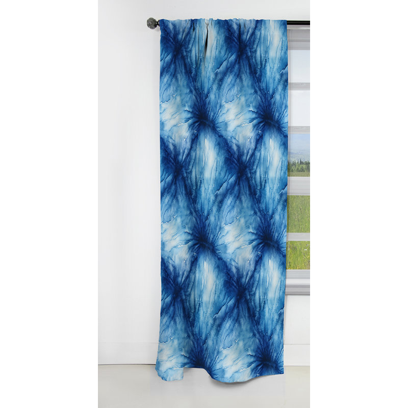 Rideau occultant en marbre bleu et blanc Shibori Marble Ink I - 1 panneaux, L 52 po x L 63 po