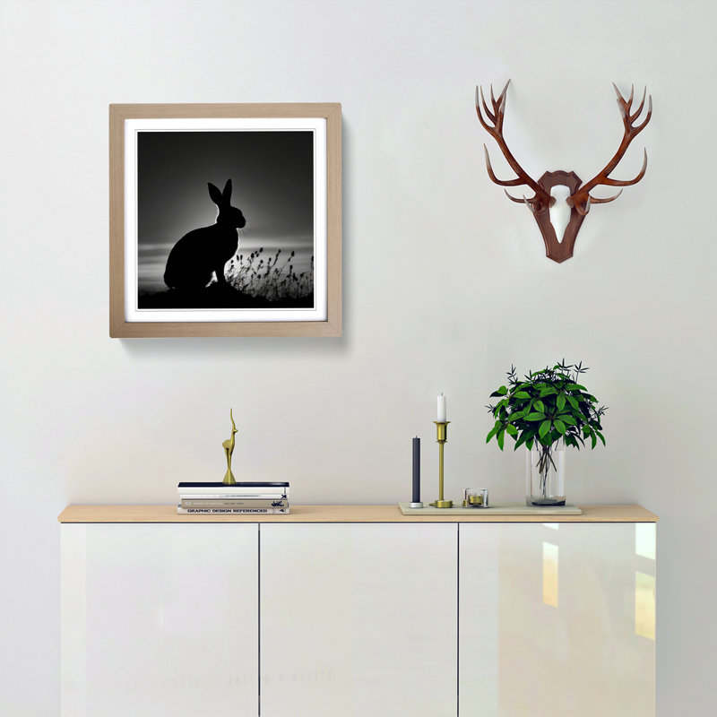Rabbit Silhouette - Framed Print, Oak