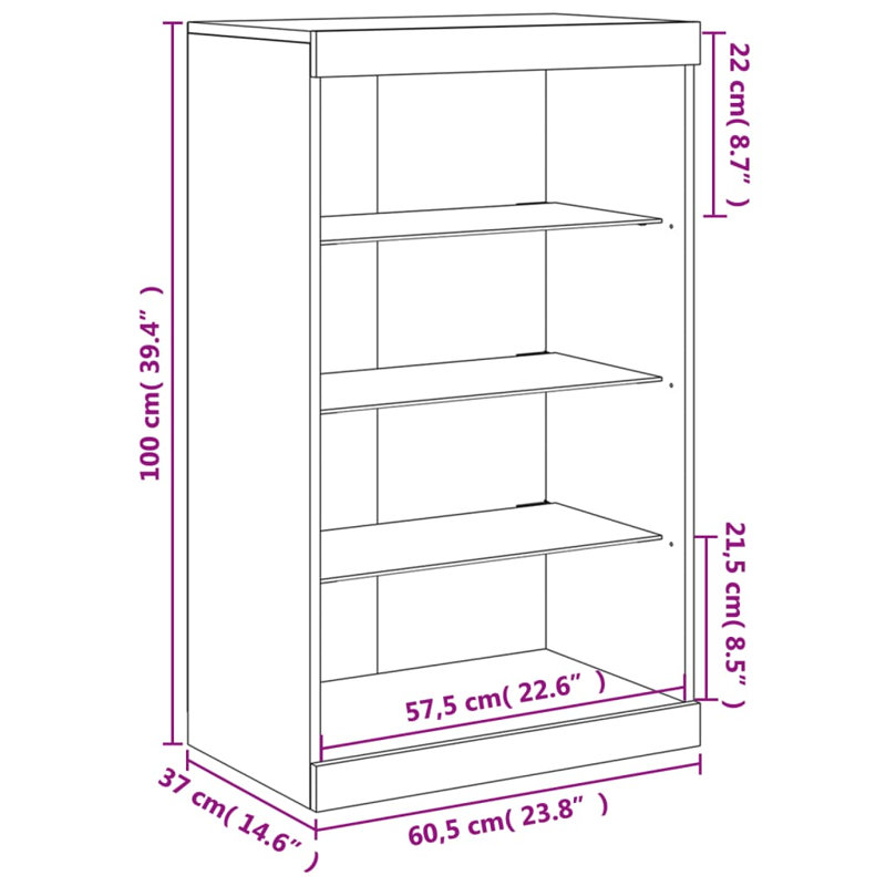 Basabi 100cm H x 60.5cm W Standard Bookcase, Grey Sonoma