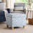 Pyp Square Storage Ottoman, 18 Inch Blue Green Pattern Print, Brown