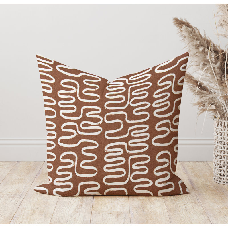 Housse de coussin d'extérieur à imprimé géométrique brun Cinamon
