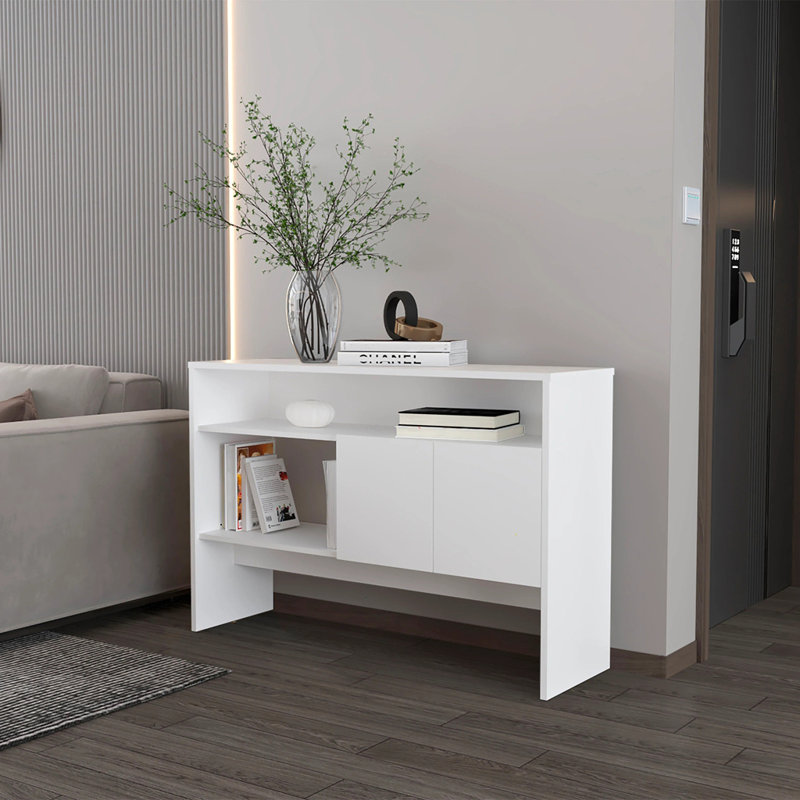 Console Table with Two Doors, White