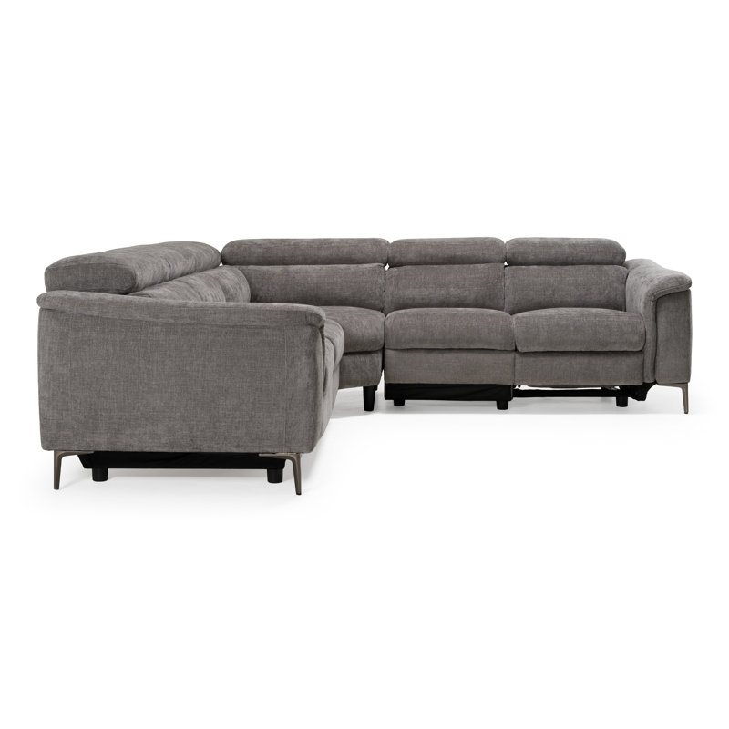 Howton - Canapé modulaire en tissu gris moderne avec canapé-lit et fauteuil inclinable