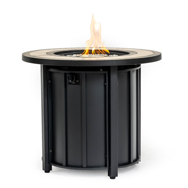 Table brasero ronde de 76 cm (30 po) avec chauffage au propane pour terrasse, 50 000 BTU