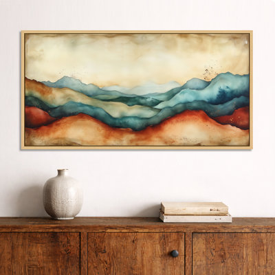 «Beige Green Desert Horizon in Rust and Clay», reproduction d'art sur toile abstraite, art mural moderne