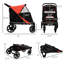 Poussette rouge pour grands chiens, pliable avec rangement et panneaux en filet