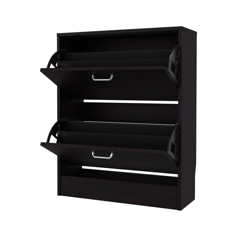 Range-chaussures avec 2 portes basculantes, Noir