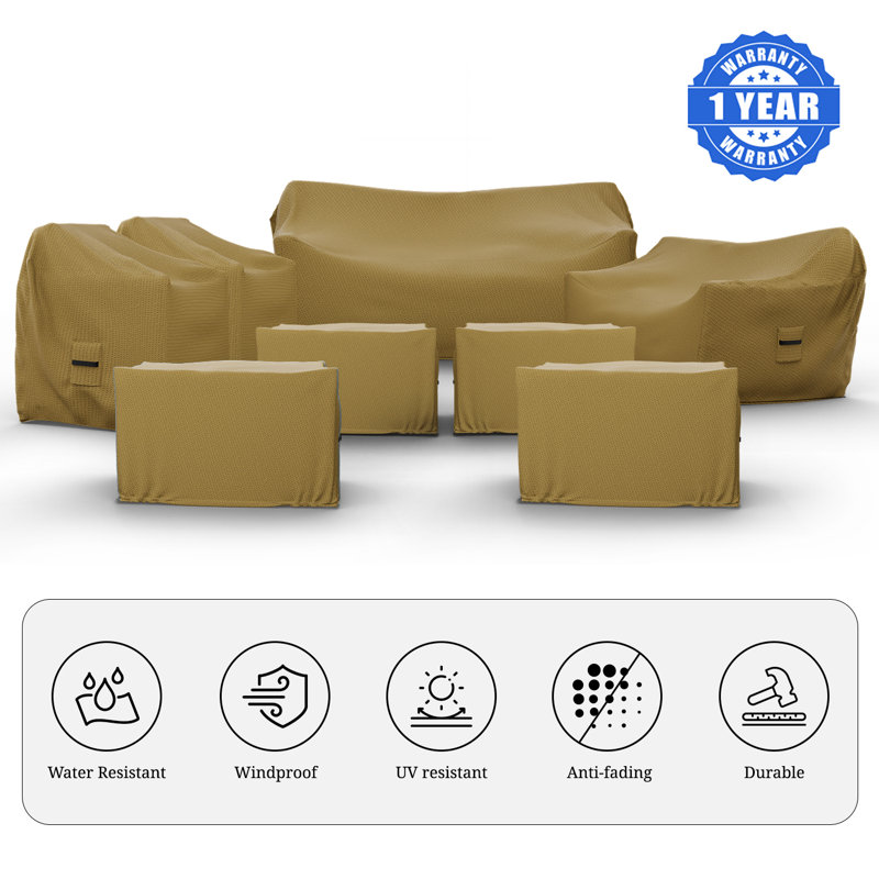 Housse de mobilier d'extérieur pour ensemble de conversation de patio 8 pièces Cracraft, housse résistante à l'eau et aux intempéries pour l'ensemble de conversation Brandtley