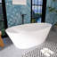 Baignoire de trempage autoportante à surface solide de 67 po x 33 po avec drain central en blanc mat