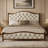 Transitional Solid Wood Platform Bed with Upholstered Tufted Headboard, No Box Spring Required-216095697