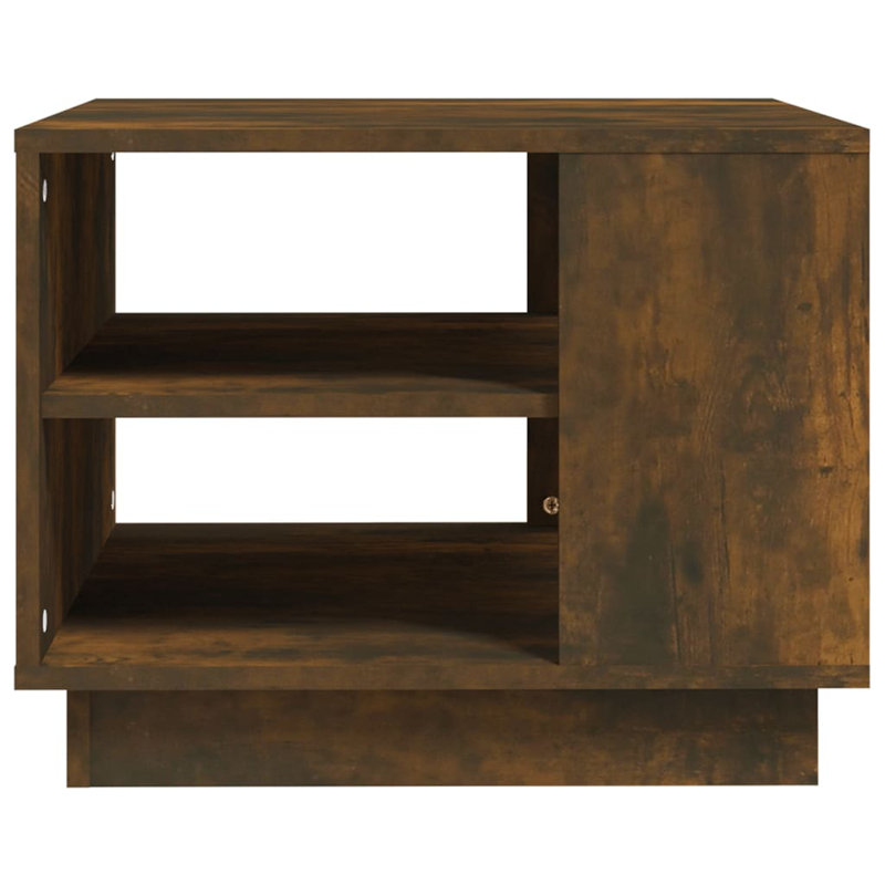 Glass End Table with Storage, 21.7"x21.7"x16.9", Concrete gray