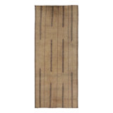 Vintage Tuareg Mat Runner In Brown And Beige With Vertical Geometric Patterns