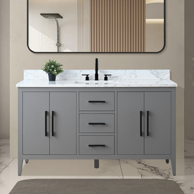 Chambery 60" Single Sink Bathroom Vanity with Engineered Marble Top