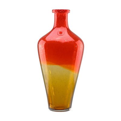 15" Hand Blown Bubble Glass Vase
