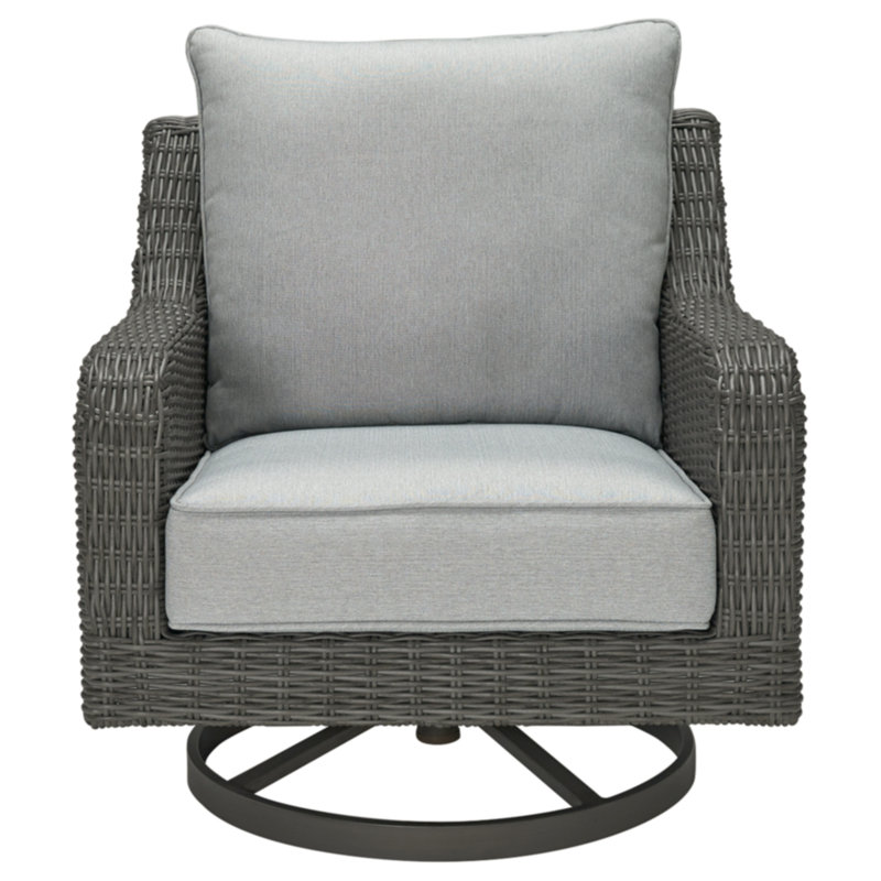 Gray Wicker Swivel Dining Chair with Cushions