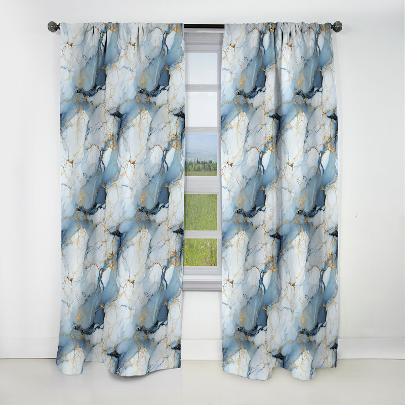 Serene Elegance Marble Pattern - Abstract Marble Curtain - Blackout Marble Curtain - 1 Panels, 52" W x 95" L