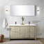 Meuble-lavabo double rustique l 60 po, P 20 po, comptoir en marbre de culture, robinet en métal, miroir de 55 po, look sophistiqué