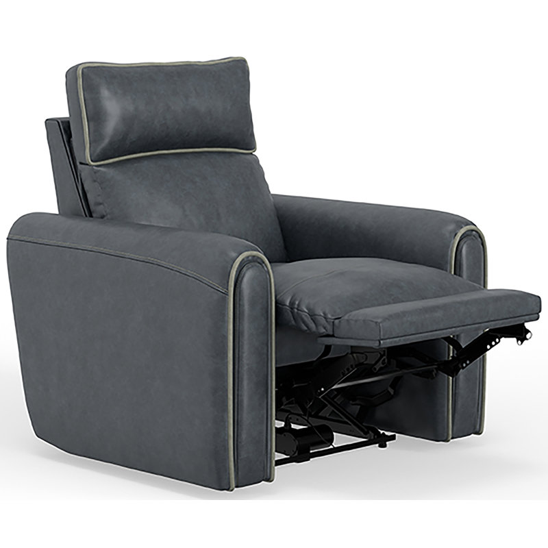 Nahele Upholstered Power Headrest Recliner, Gray Polyester Blend