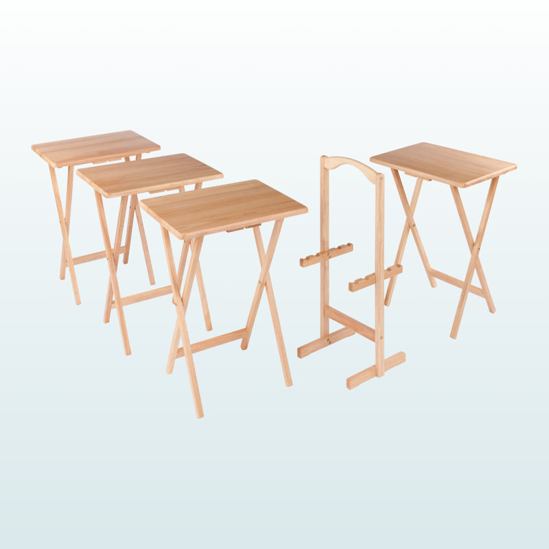Ilsefriede 5-Piece Snack Table Set in Natural Finished Wood, 25.93" H X 18.77" L X 14.28" D, Light Brown