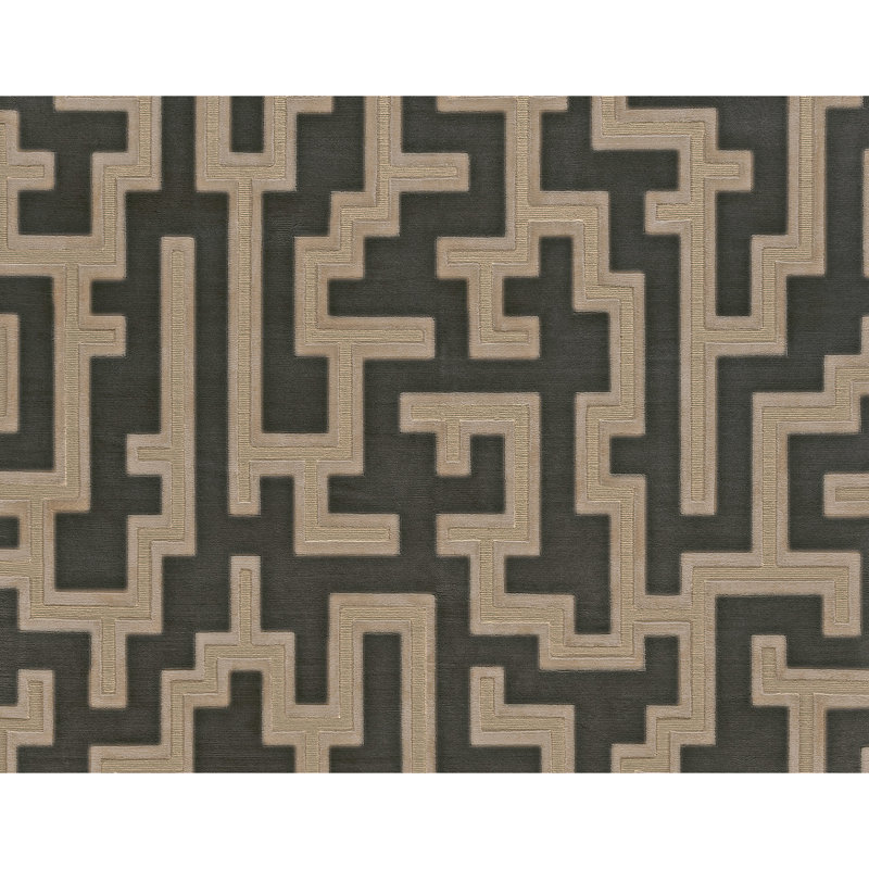 Geometric Area Rug in Brown/Black, Rectangle 9' x 12'