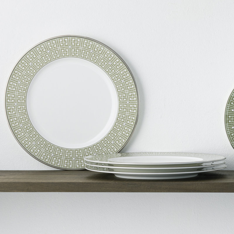 Assiettes plates Noritake Infinity, 11 po, Vert / platine