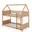 Lit superposé simple au-dessus d'un lit simple avec conception de maison et panneaux de pieds-1501280265