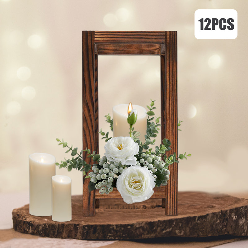 12 Pack Wooden Wedding Lantern Centerpiece Solid Wood For Wedding Decoration
