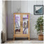 Vitrine lumineuse avec portes en verre trempé - Vitrine en chêne clair avec lumières DEL, panneau arrière en miroir et tablettes réglables pour la maison et le bureau