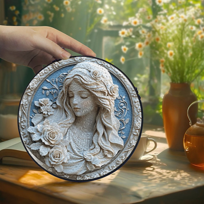Panneau de verre à vitrail Lady & Rose, 9.8x9.8in(25x25cm)