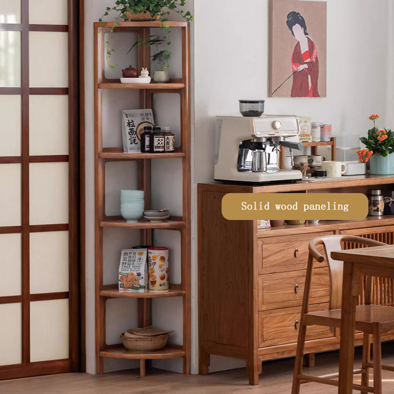 Mid-Century Modern Walnut Solid Wood Corner Cabinet