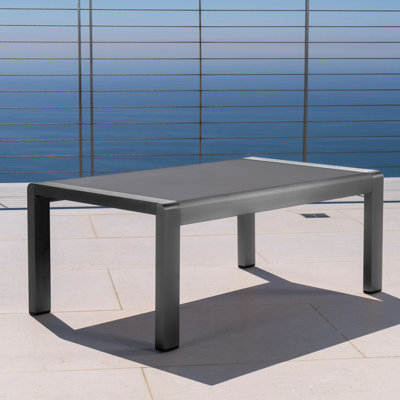 Stylish Outdoor Aluminum Coffee Table with Tempered Glass Top for Patio and Garden Use by Latitude Run