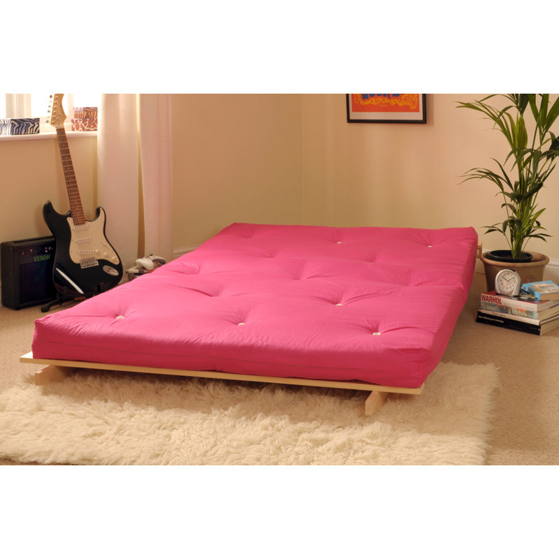 Arlete Upholstered Futon And Mattress, Pink, 76cm H x 120cm W x 78cm D