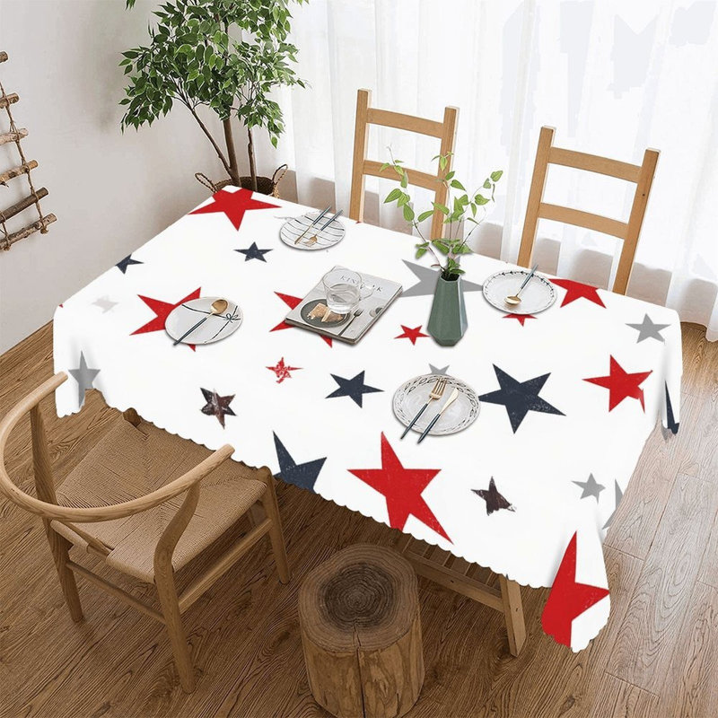 Nappe rectangulaire usée rouge, bleu, gris, jour de l'Independence, fête festive 60 po x 120 po, White/Blue/Red, Geometric