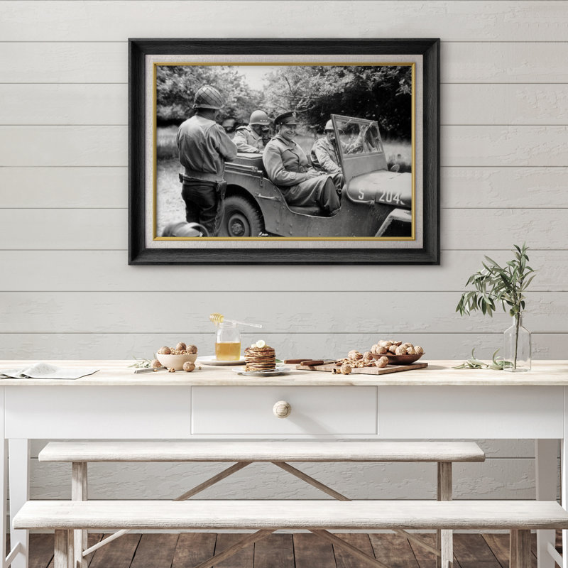 «General Dwight Eisenhower», photographie de Jeep de la Seconde Guerre mondiale, images de salon, impression sur toile encadrée sur toile.