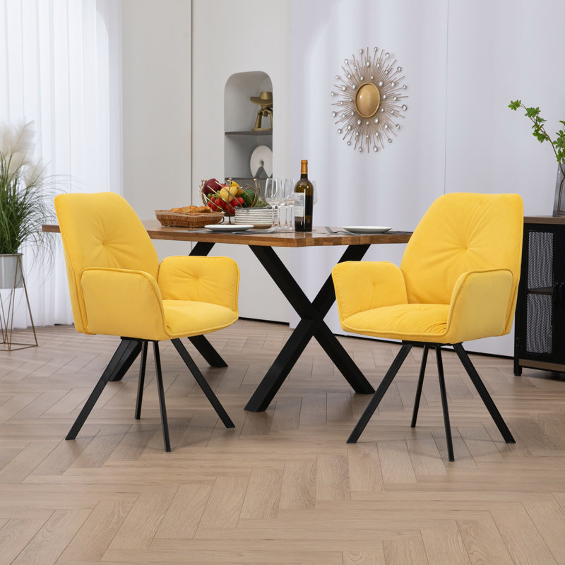Aghaboy 49cm H Upholstered Metal Armchair, Yellow