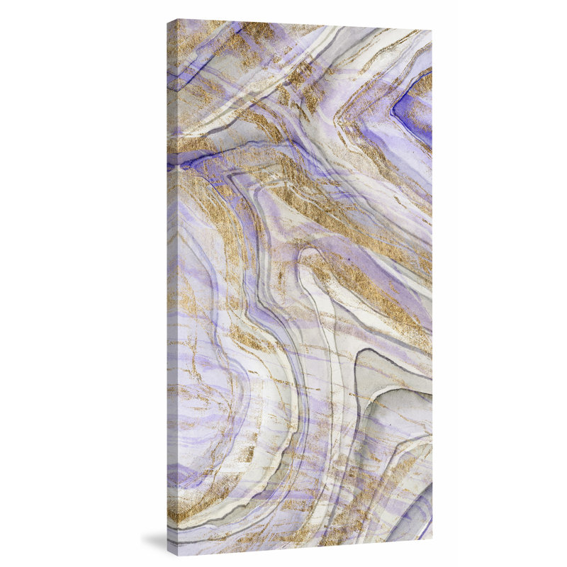 « améthyste & gold i », reproduction d’art sur toile tendue, H 24 po x l 12 po x P 1,5 po