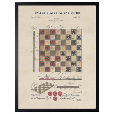 Checkers Board Patent in Black Frame