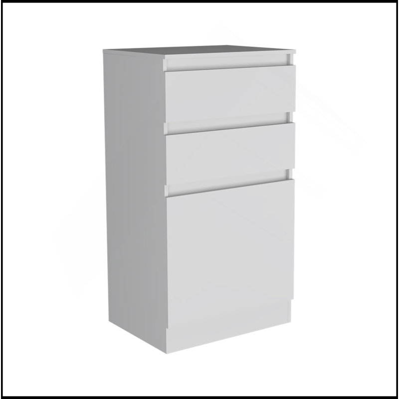 Commode H 43 po, armoire à bijoux, miroir, armoire à porte simple, deux tiroirs, blanc