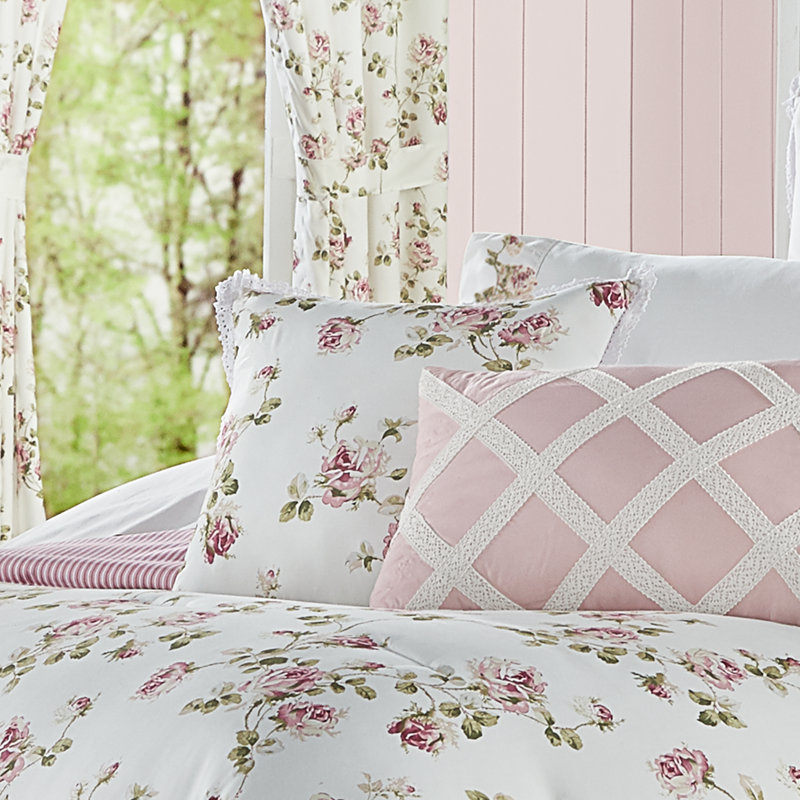 Coussin Rosemary, Blanc / rose / sauge