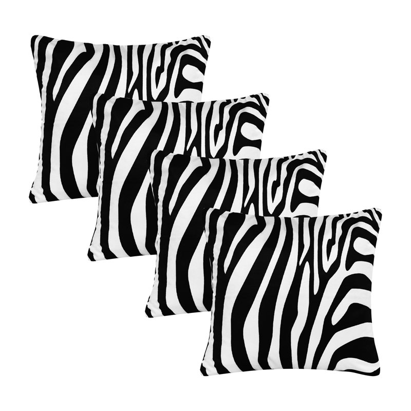 Ensemble de housse de coussin noir / blanc à imprimé animal