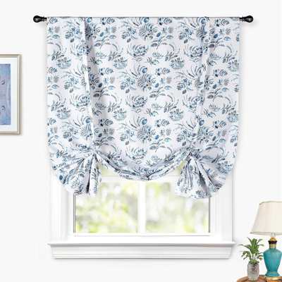 Rylynne Rideaux à nouer à l'aquarelle à motif floral avec feuilles isolantes et obscurcissant pour la cuisine et la salle de bain