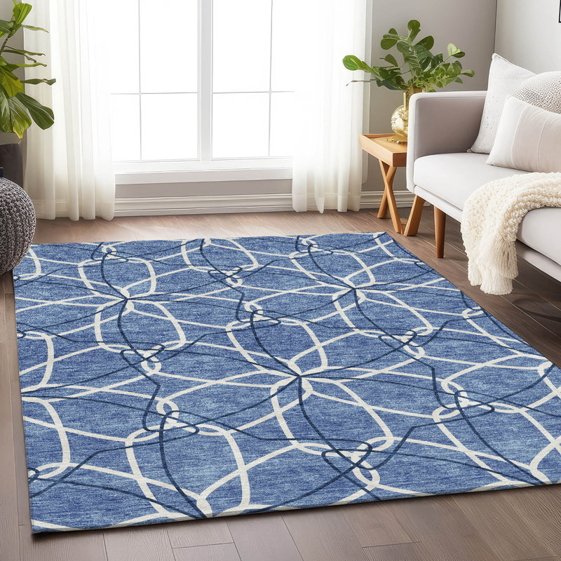 Premium Machine Washable Prisco Denim Rug, Rectangle 10' x 14'