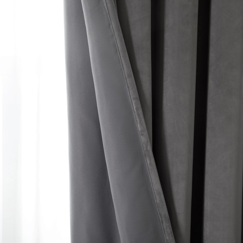 Stockholm Heavy Crushed Velvet Eyelet Sheer Curtains, Width 168 x Drop 183 cm, Grey