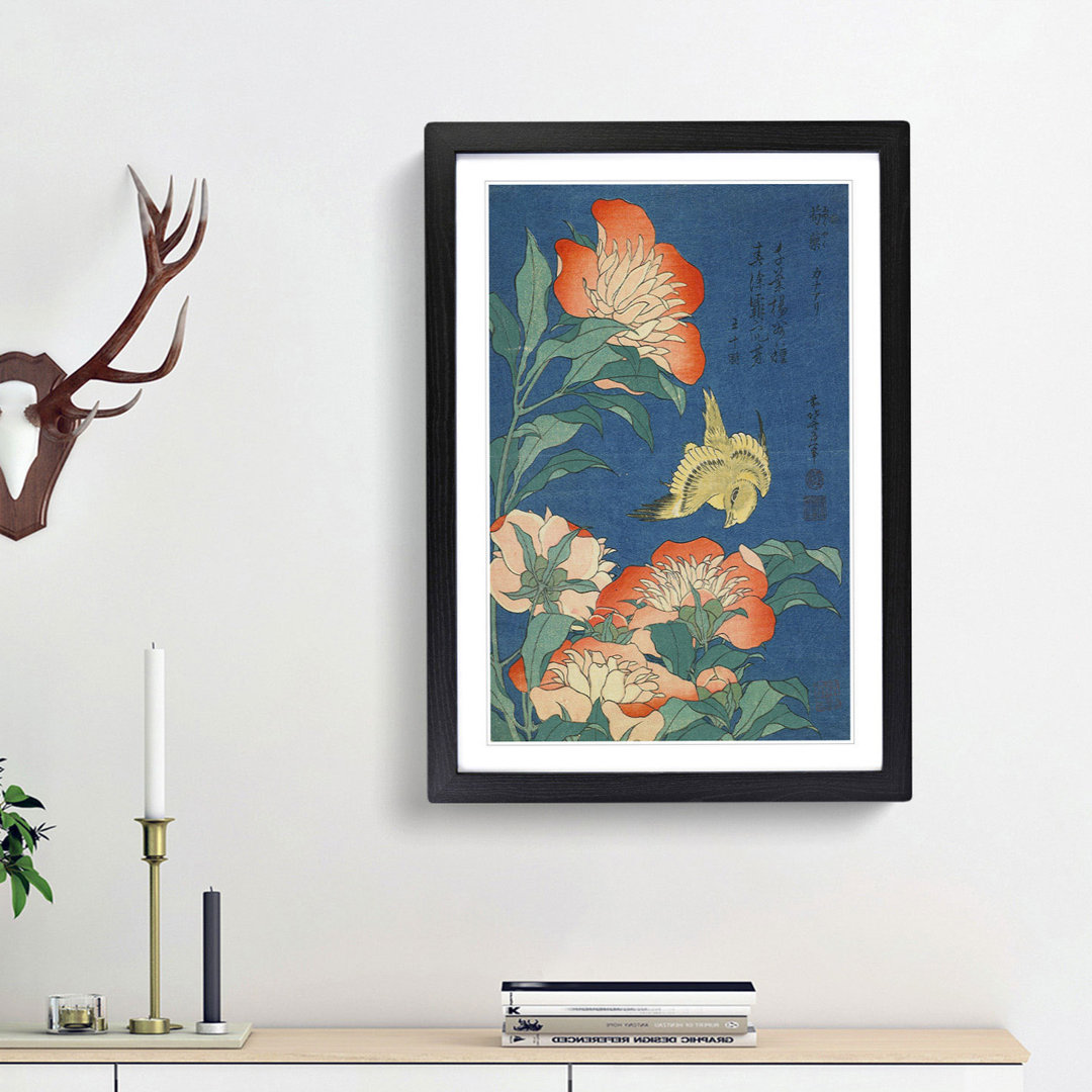 Canary and Peony by Katsushika Hokusai - Picture Frame Painting Print
