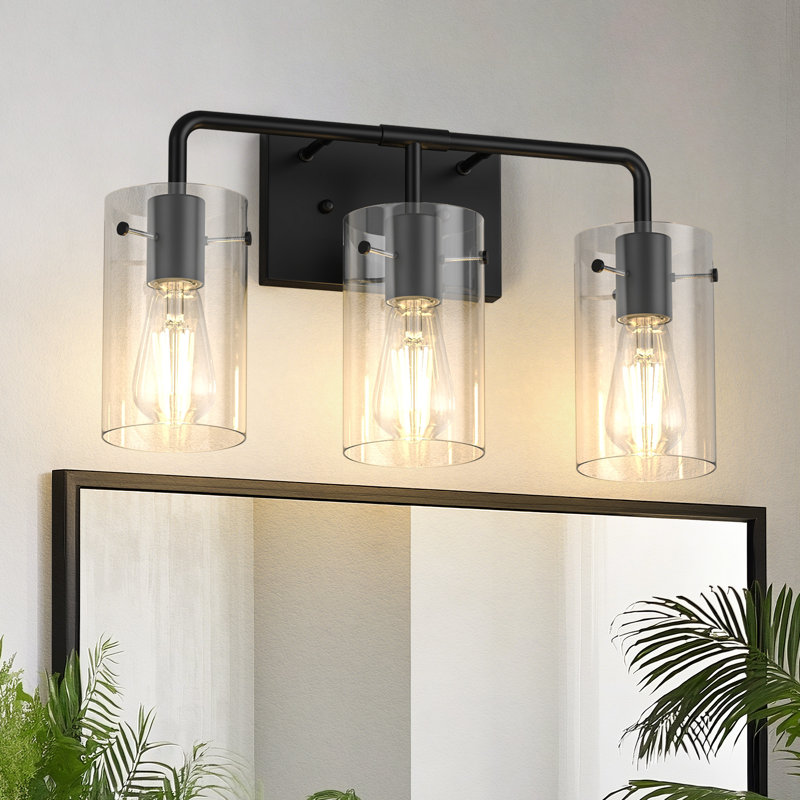 Dimmable Bathroom Vanity Light With Clear Glass Shade, 10.8" H x 17.71" W x 5.62" D, 3