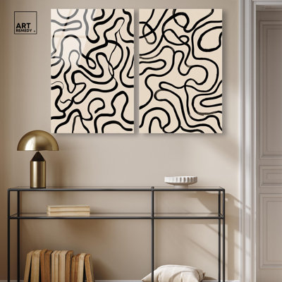 Paths of Thought Diptych Acrylic Print Modern Abstract Art Set by Art Remedy, Ready to Hang, 24 x 36