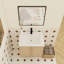 Meuble-lavabo flottant 24 po avec lavabo, armoire murale moderne en chêne clair, cuve en céramique à bord mince, portes à fermeture en douceur, rangement peu encombrant, installation facile